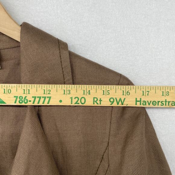 VALENTINO Blazer Womens 44 8 Linen Basketweave Ruffled One Button Brown Italy - Picture 10 of 14